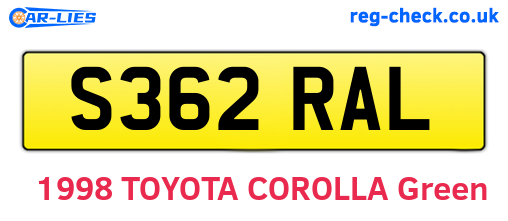 S362RAL are the vehicle registration plates.