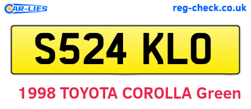 S524KLO are the vehicle registration plates.