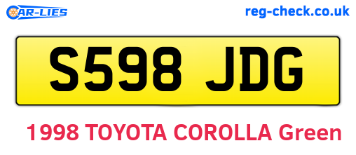 S598JDG are the vehicle registration plates.