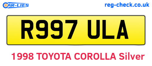R997ULA are the vehicle registration plates.