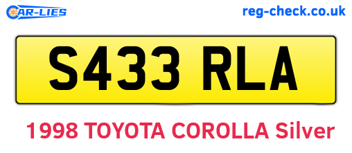 S433RLA are the vehicle registration plates.