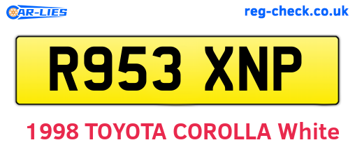 R953XNP are the vehicle registration plates.