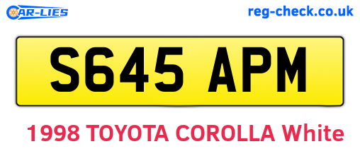 S645APM are the vehicle registration plates.