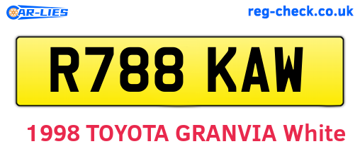 R788KAW are the vehicle registration plates.