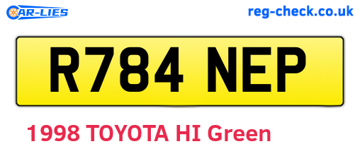 R784NEP are the vehicle registration plates.
