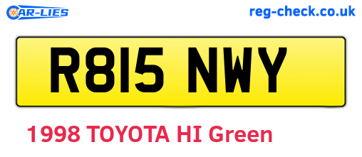 R815NWY are the vehicle registration plates.