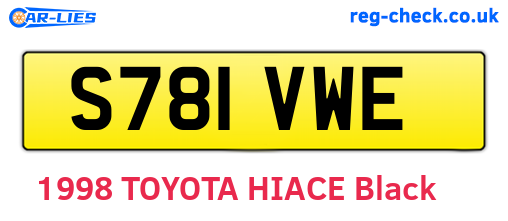 S781VWE are the vehicle registration plates.