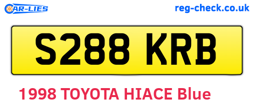 S288KRB are the vehicle registration plates.