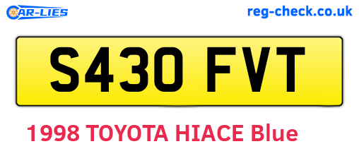 S430FVT are the vehicle registration plates.