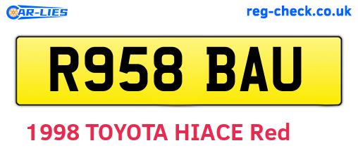 R958BAU are the vehicle registration plates.