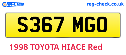 S367MGO are the vehicle registration plates.