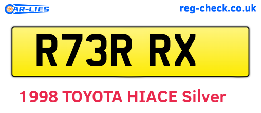 R73RRX are the vehicle registration plates.