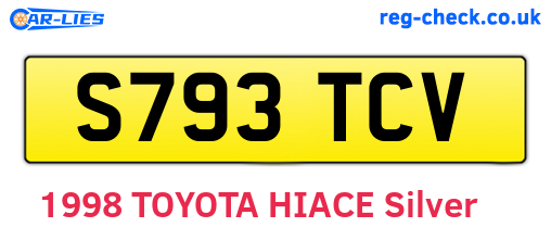 S793TCV are the vehicle registration plates.
