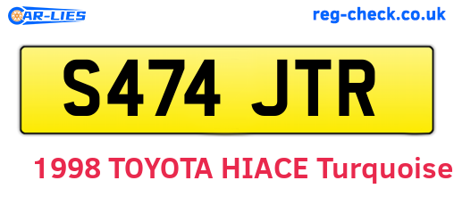 S474JTR are the vehicle registration plates.