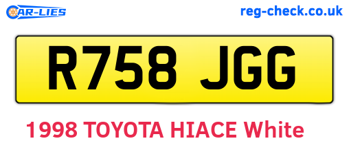 R758JGG are the vehicle registration plates.