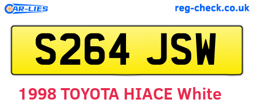 S264JSW are the vehicle registration plates.