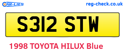 S312STW are the vehicle registration plates.
