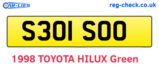 S301SOO are the vehicle registration plates.