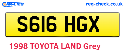 S616HGX are the vehicle registration plates.