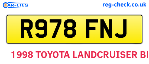 R978FNJ are the vehicle registration plates.