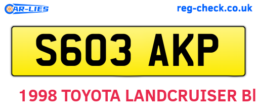 S603AKP are the vehicle registration plates.