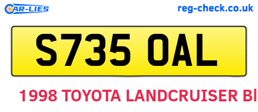 S735OAL are the vehicle registration plates.