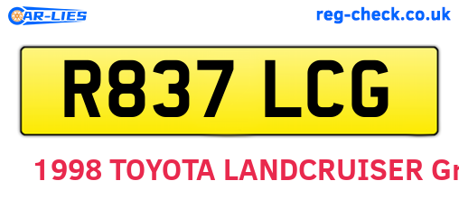 R837LCG are the vehicle registration plates.