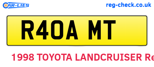 R40AMT are the vehicle registration plates.