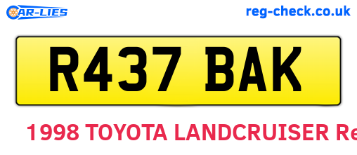 R437BAK are the vehicle registration plates.