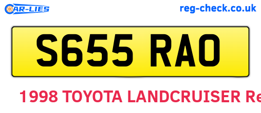 S655RAO are the vehicle registration plates.