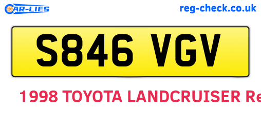 S846VGV are the vehicle registration plates.
