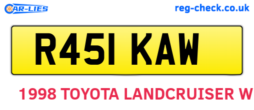 R451KAW are the vehicle registration plates.