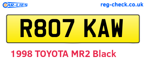 R807KAW are the vehicle registration plates.