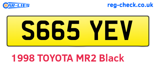 S665YEV are the vehicle registration plates.