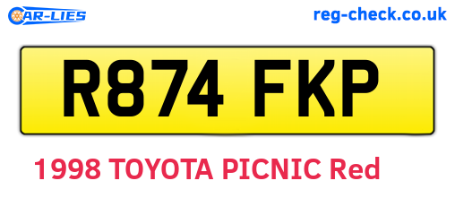 R874FKP are the vehicle registration plates.
