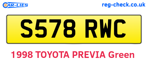 S578RWC are the vehicle registration plates.