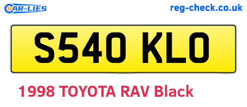 S540KLO are the vehicle registration plates.
