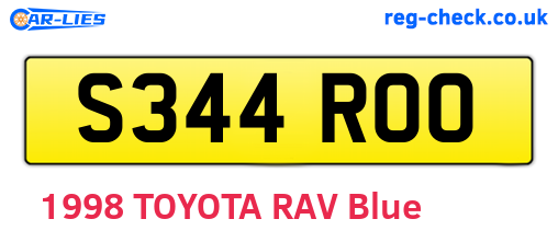 S344ROO are the vehicle registration plates.