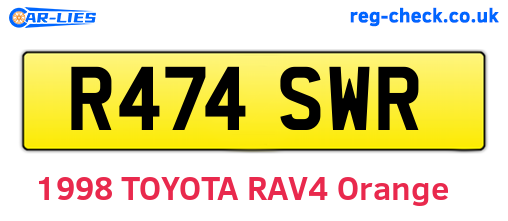 R474SWR are the vehicle registration plates.