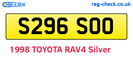 S296SOO are the vehicle registration plates.