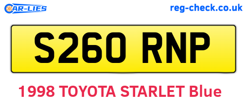 S260RNP are the vehicle registration plates.