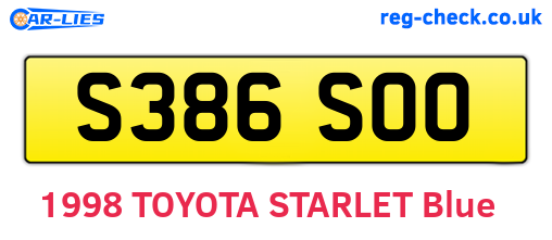 S386SOO are the vehicle registration plates.