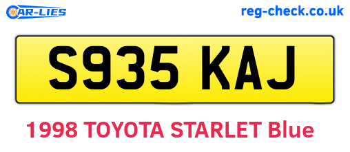 S935KAJ are the vehicle registration plates.