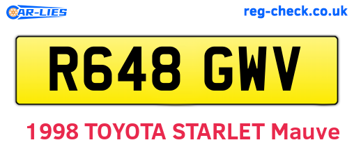 R648GWV are the vehicle registration plates.