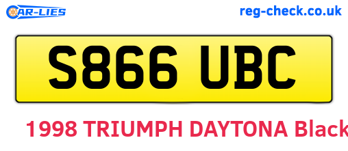 S866UBC are the vehicle registration plates.