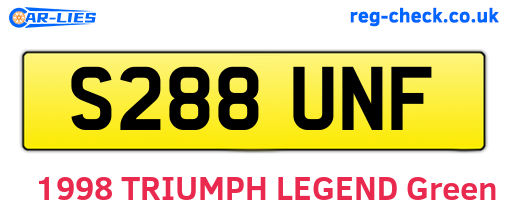 S288UNF are the vehicle registration plates.