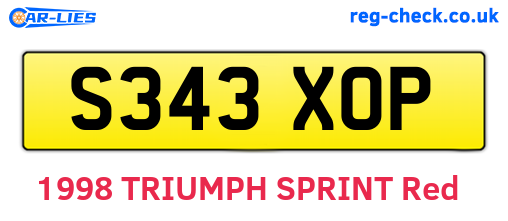 S343XOP are the vehicle registration plates.