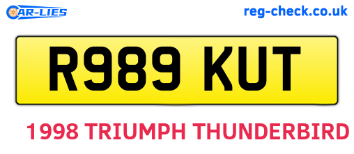 R989KUT are the vehicle registration plates.