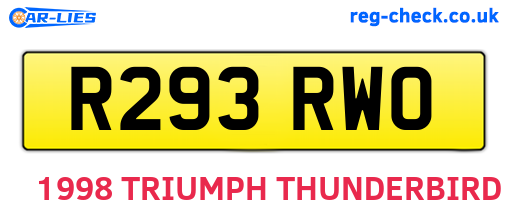 R293RWO are the vehicle registration plates.