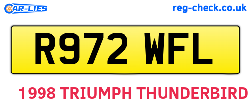 R972WFL are the vehicle registration plates.